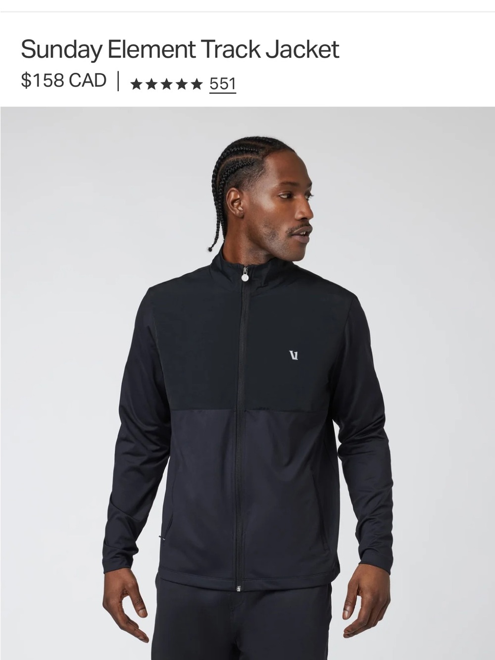 Vuori Men's Two-Tone Black Lightweight Jacket